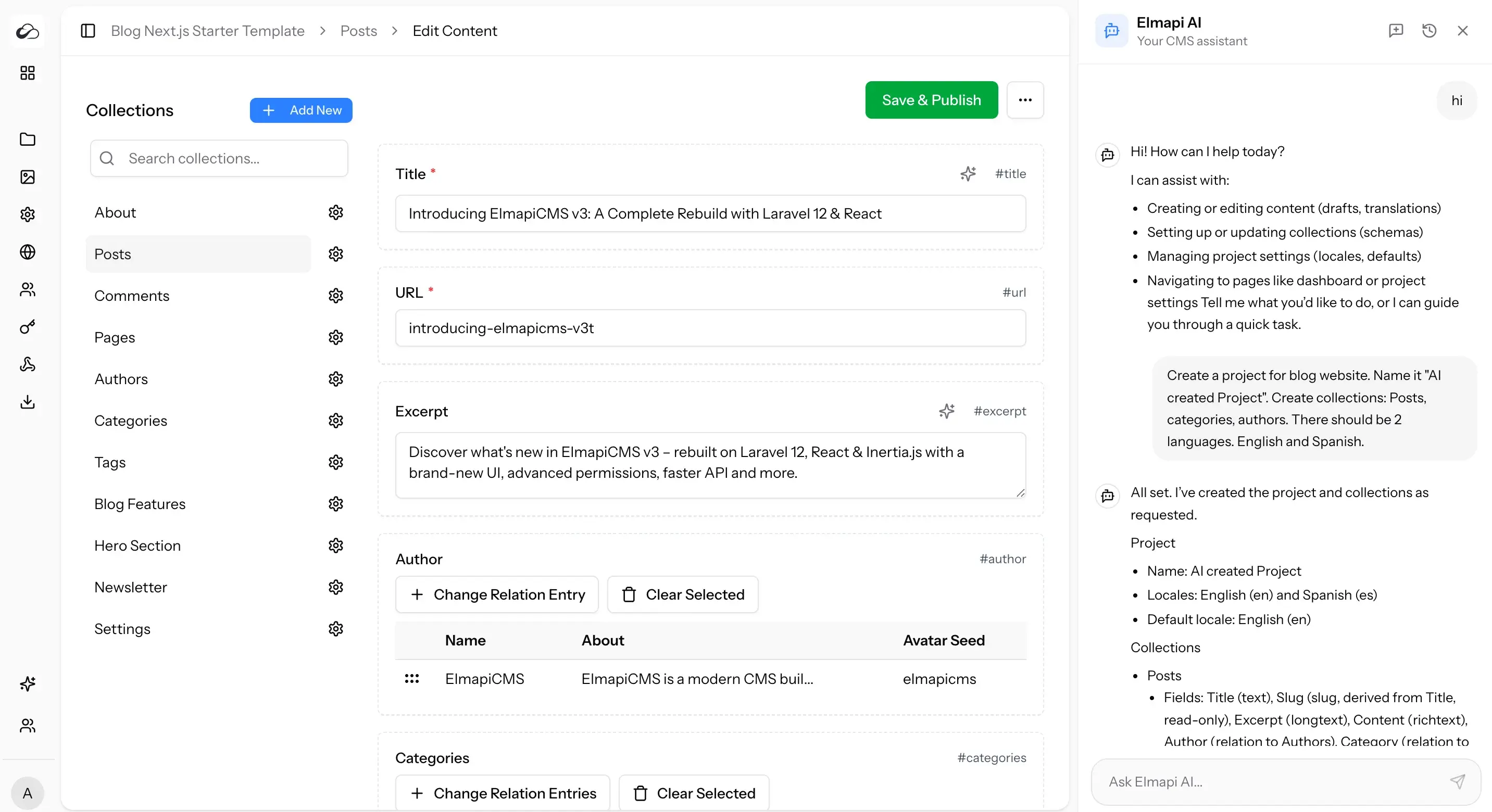 ElmapiCMS v3 Dashboard - Light Mode