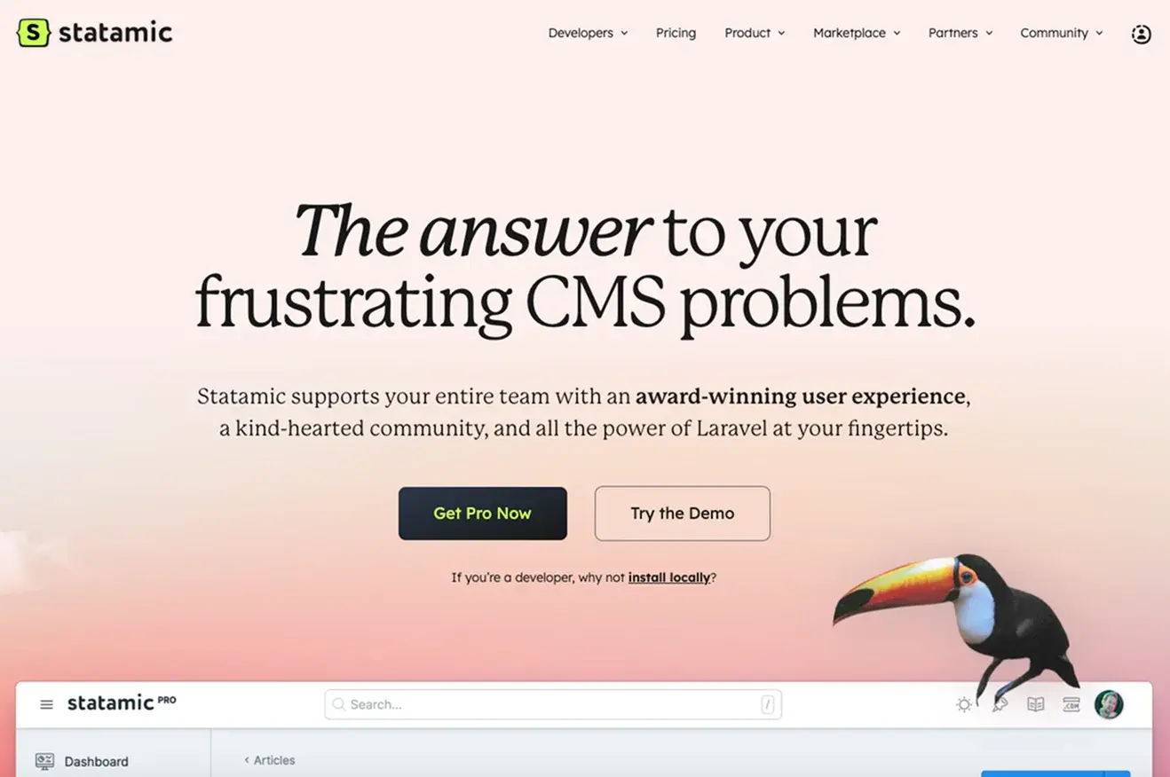 Statamic PHP Laravel CMS control panel