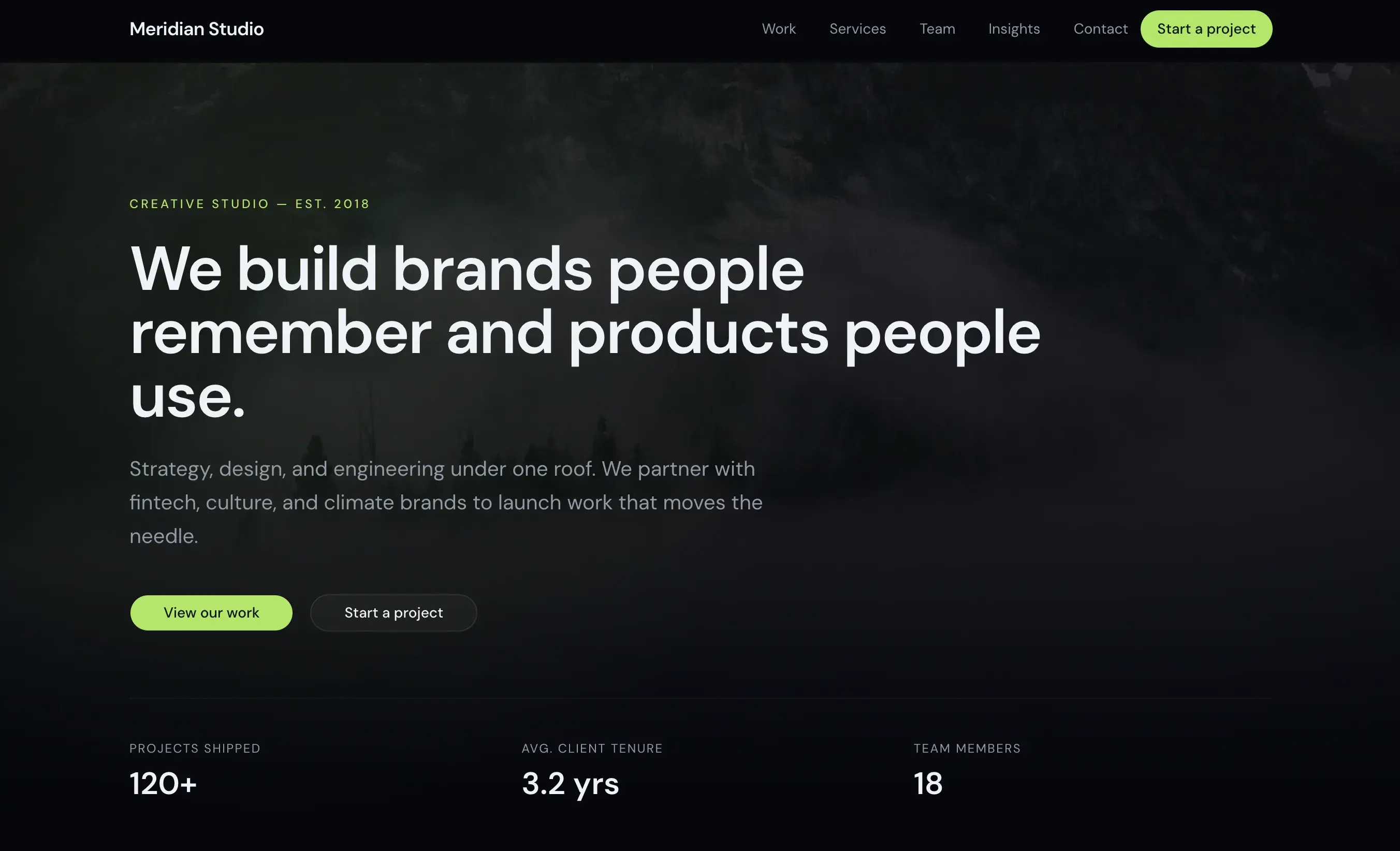 Meridian Studio template screenshot