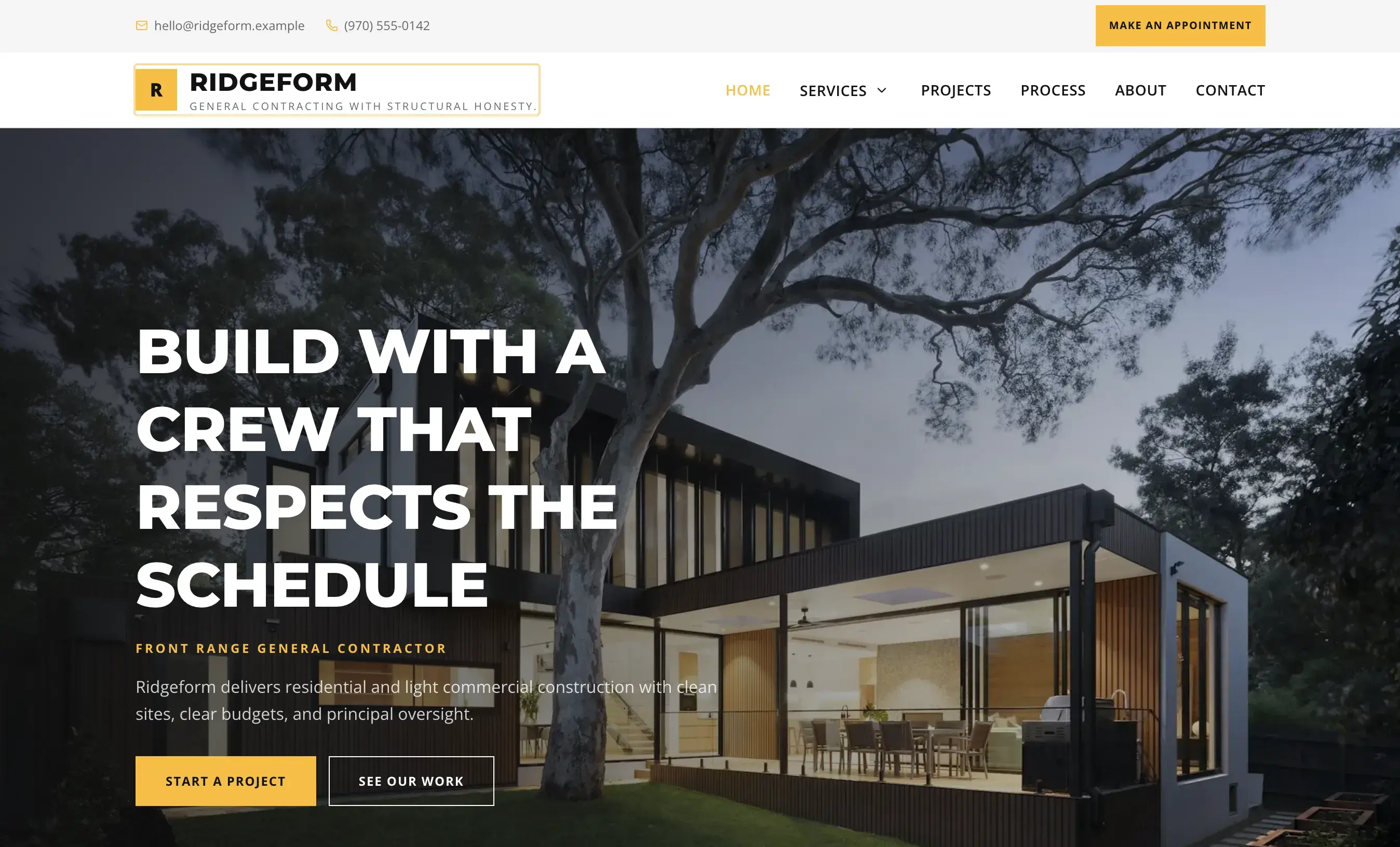 Ridgeform template screenshot