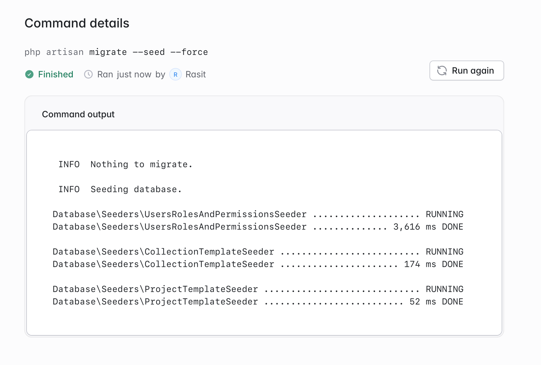 Migrate and Seed Database
