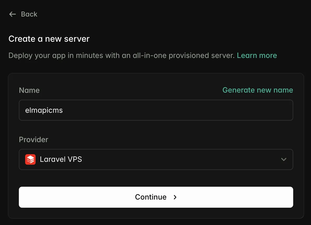 Create a new server