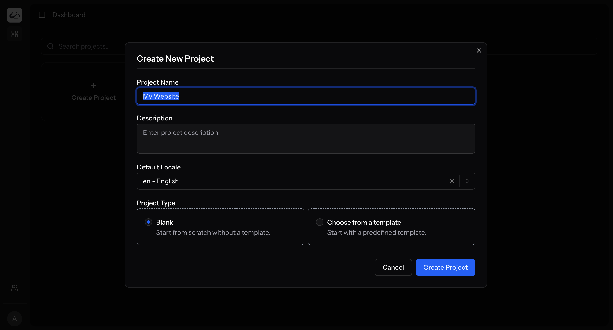 Create Project Modal
