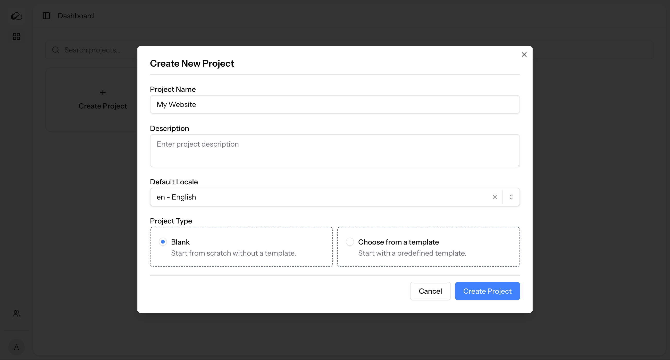 Create Project Modal