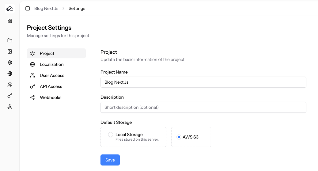 Project settings